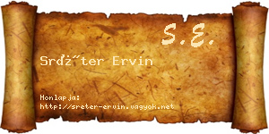 Sréter Ervin névjegykártya